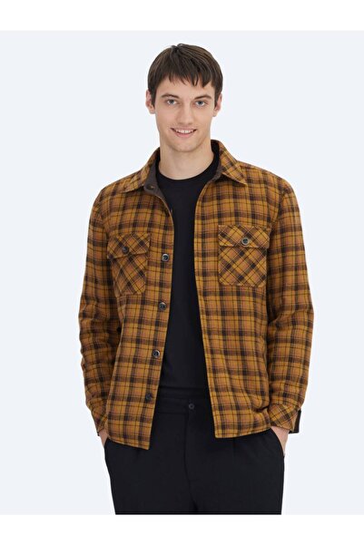 Kip Brown Regular Fit Hooded Casual Woven Coat