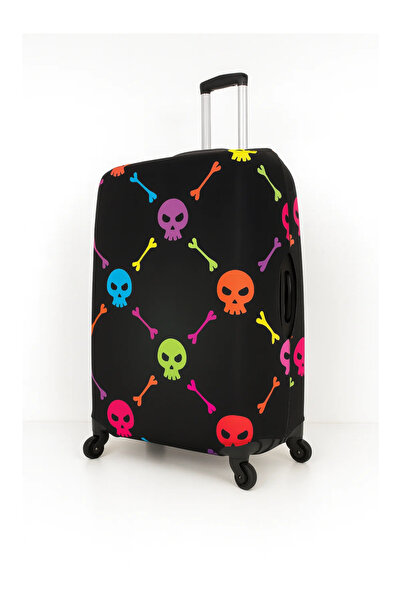 Trink Çanta غطاء حقيبة من القماش وغطاء للحقائب (21-رأس جمجمة وعظم) لحقيبة السفر