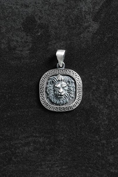 FRNCH 925 Ayar Gümüş Aslan Figürlü Gümüş Renk Erkek Kolye Ucu FRKU-1036