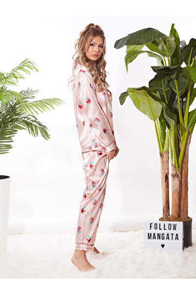 MANGATA Women's 7-Piece Pajama Set Powder Pink Strawberry