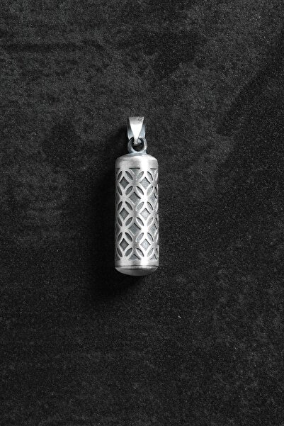 FRNCH 925 Ayar Gümüş Silindirik Desenli Dualık (Muska) Kapsül Figürlü Gümüş R...