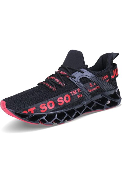 NO BRAND Mens Running Shoes Walking Athletic Blade Tennis Shoe 3black&red-9