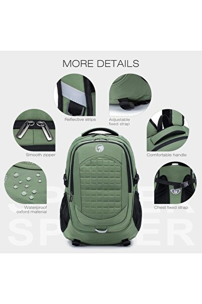 SPAHER Laptop Backpack 17.3 Inch Travel 32L Waterproof Carry-On Bag - Khaki