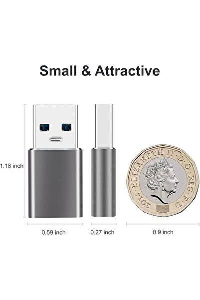 MOWSIL USB 3.0 to USB-C Adapter (USB-A to USB-C), Zinc Alloy, 5Gbps, Plug and Play