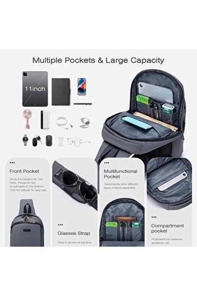 SPAHER Men Sling Bag Waterproof Crossbody Chest Bag with USB Port