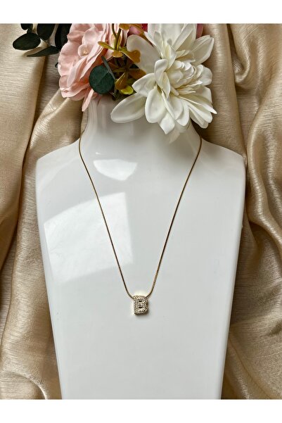 KOLYECHİ Zirkon Taşlı İnce Zincirli ‘B’ Harfli Kolye | Gold Rengi | Pırlanta Görünümlü Kolye