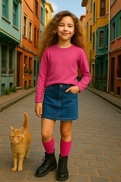 Cloise Fuchsia Children's Long Sleeve T-Shirt Girls - Boys Unisex 100% Cotton