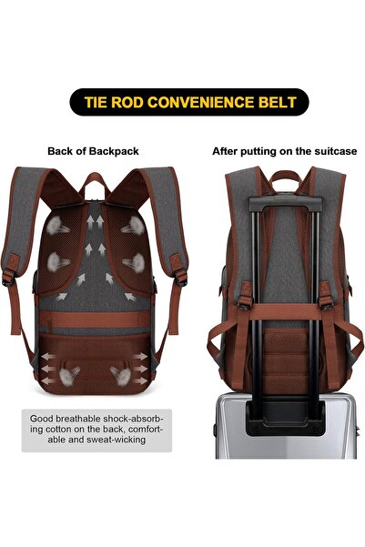 Tzowla Canvas Laptop Backpack - Anti-Theft, USB Charging Port & Lock, Fits 15.6" Laptop