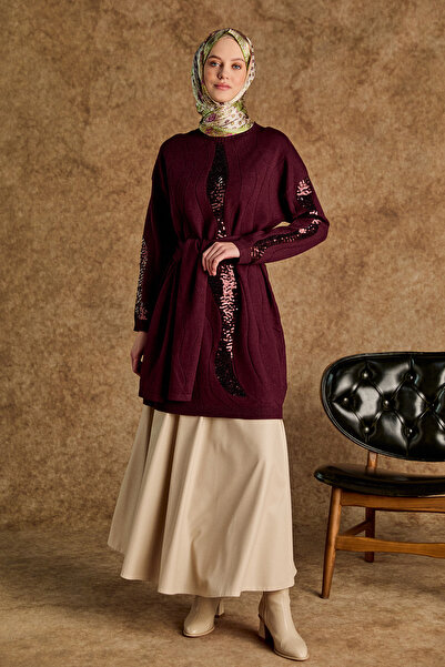 Setrms Payet Desenli Kuşaklı Triko Tunik