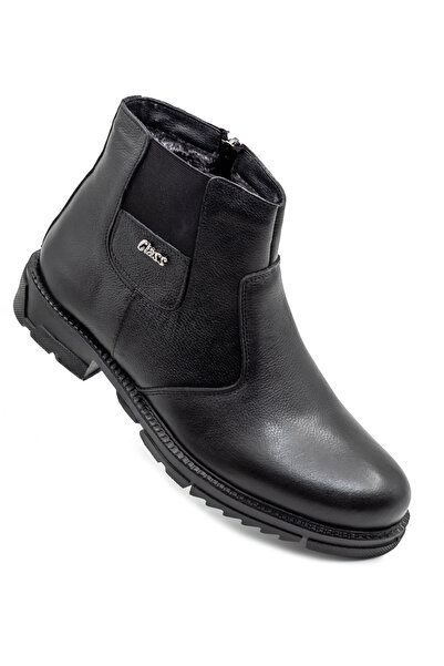 Caldor Frost 2 Genuine Leather Fur Zippered Men's Black Casual Winter Boots