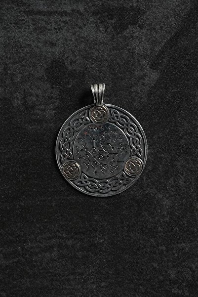 FRNCH 925 Ayar Gümüş Viking Rune ve Kuzey Düğümü Figürlü Gümüş Renk Erkek Kol...