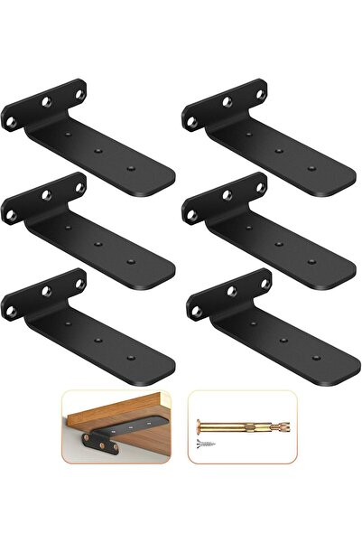 HONZUEN Suport polite, metalice pentru rafturi 15x5cm, set de 6