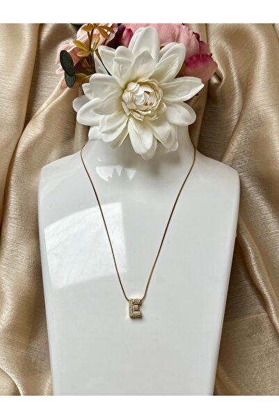 KOLYECHİ Zirkon Taşlı İnce Zincirli 'E' Harfli Kolye | Gold Rengi | Pırlanta ...