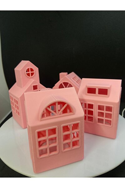 PRİNTLAB3D PEMBE NOEL IŞIK EVİ 4LÜ