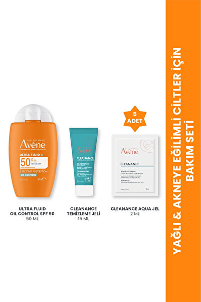 Avene Yağlı & Akneye Eğilimli Ciltler İçin Bakım Seti (Ultra Fluid Oil + Temi...