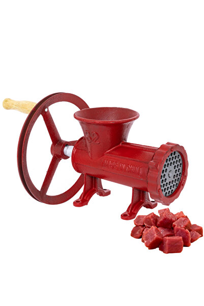 Campion Mașină de tocat carne din fontă nr. 32 cu scripete mare, roșie