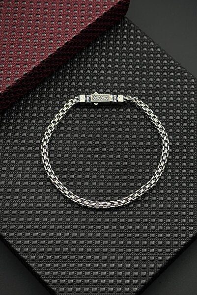 FRNCH 925 Ayar Gümüş İtalyan Model Gümüş Renk Erkek Bileklik FRJ12699-3699-A