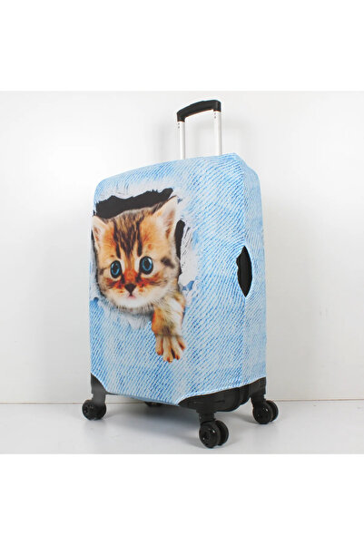 Trink Çanta Fabric Suitcase Cover and Luggage Cover (53-Kedili Jean) Cabin