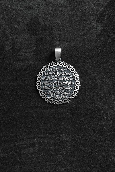 FRNCH 925 Ayar Gümüş Ayetel Kürsi Duası Yazılı Figürlü Gümüş Renk Erkek Kolye...