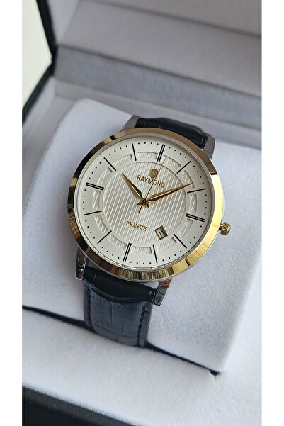 Raymond ساعة يد رجالية كلاسيكية كوارتز RYM-4735 - ضمان لمدة عامين ذهبي-أسود-أبيض