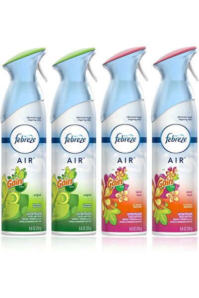 Febreze Air Freshener & Odor Eliminator Spray, Gain Original & Island Fresh, 8.8 oz (4 pack)