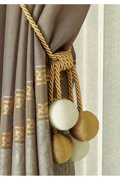 cheap's home Lüks 4 Toplu İp Sarım Tavandan Asmalı Toplama Perde Aksesuarı (Braçol)