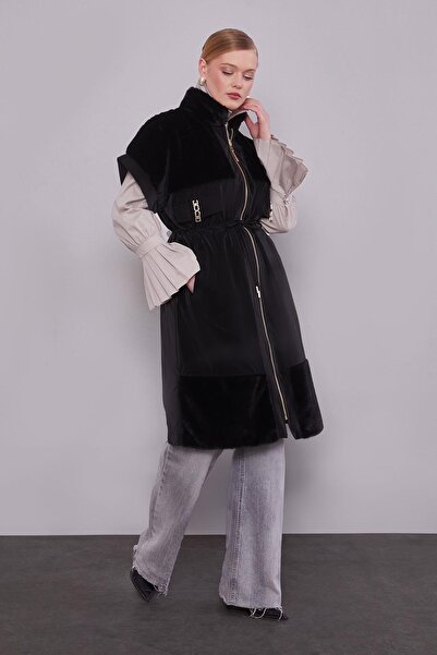 Levidor Black Fur Collar Vest