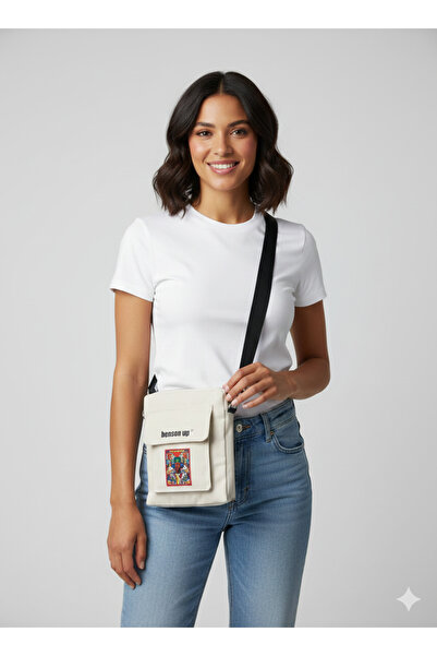 benson up Unisex Kanvas Çapraz Omuz Çantası – Ayarlanabilir Askılı, Sanatsal ...