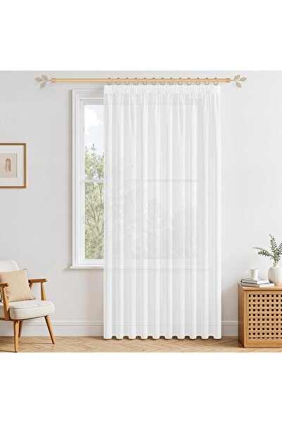 MRTREES Cortina transparentă din voal alb 225 cm x 300 cm (1 panou)