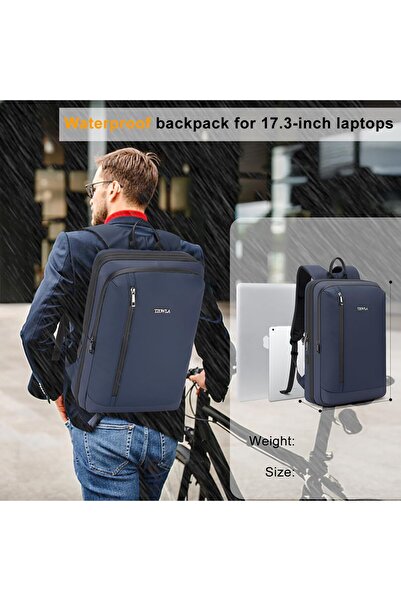 Tzowla Business Laptop Backpack for Men, Waterproof, USB/Type-C Port, Fits 17.3-inch