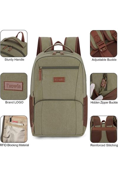 Tzowla Canvas Laptop College Backpack for Men and Women