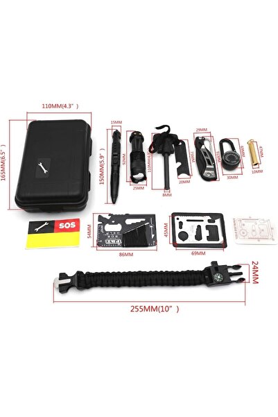 OEM HongK 8-in-1 Portable Survival Kit - Tactical Camping & Hiking Tools (16.5 × 4.6 × 10.9 cm)