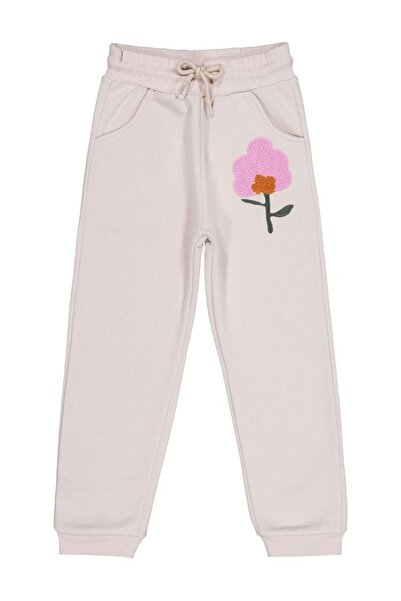 Civil Girls بنطلون رياضي مطرز بالزهور للأعمار من 6 إلى 9 سنوات - بيج للأعمار ...