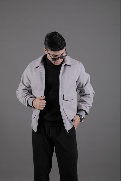 GOOD FASHION Torba Cepli Ribanalı Erkek Kaşe Kaban Mont