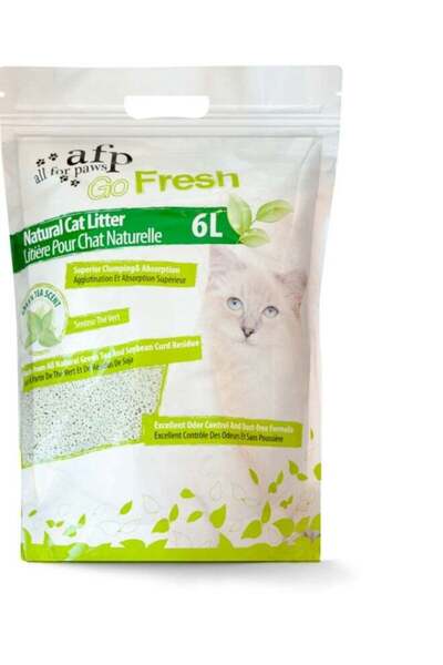 All For Paws رمل قطط طبيعي متكتل برائحة الشاي الأخضر، 6 لتر