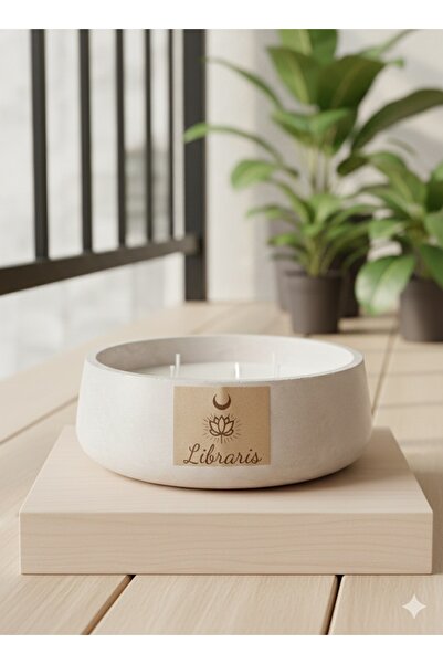 LİBRARİS Taş serisi büyük boy bowl kase %100 Soya wax 500 gr kokulu mum