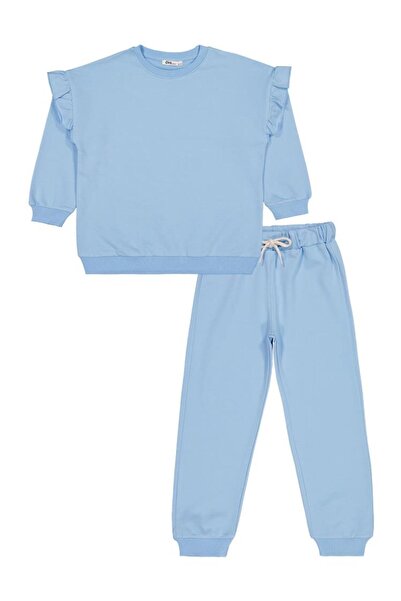 Civil Girls 6-9 Years Old Tracksuit Set with Ruffled Sleeves - Blue 7-8 Years...