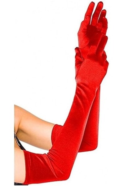 Sarphia Store CoolSmile - Long gloves, Satin, Red, One size