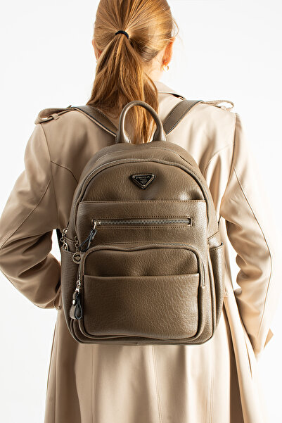 KIRASE Women's Soft Leather Multi-Compartment Quality Backpack