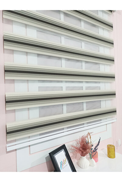 evana home Gri Geçişli Çizgili Zebra Stor Perde – Modern Zebra Şerit Tasarımı