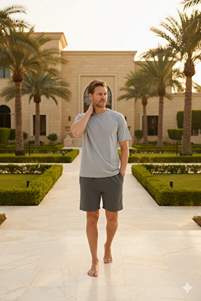 KLY New Season 2026 Men's O.Yaka Luxury Design Shorts with Striped Pajama Set