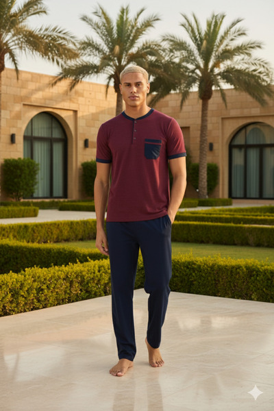 KLY New Season 2026 Men's Midi Collar Luxury Design Pajama Set