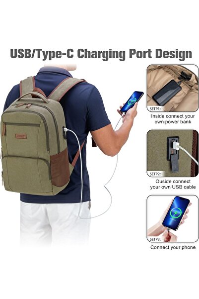 Tzowla Canvas Laptop College Backpack for Men and Women