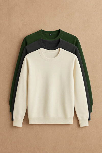 COMBİNE MİCHAİL Erkek Bisiklet Yaka Basic 3 Lü Triko Kazak