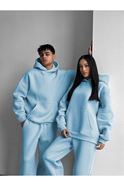 BARLİZ Ειδικό Βασικό Σετ Φόρμας με Κουκούλα σε Μεγάλο Μέγεθος για Ζευγάρια (Μ...