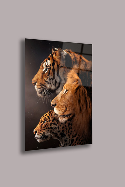 gxe.art Pereche de leviări pictate pe sticlă în natură sălbatică