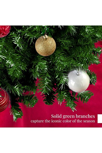 Mado Gallery Artificial Green Christmas Tree Prelit Warm Lights Mixed Branches Foldable Stand -120cm