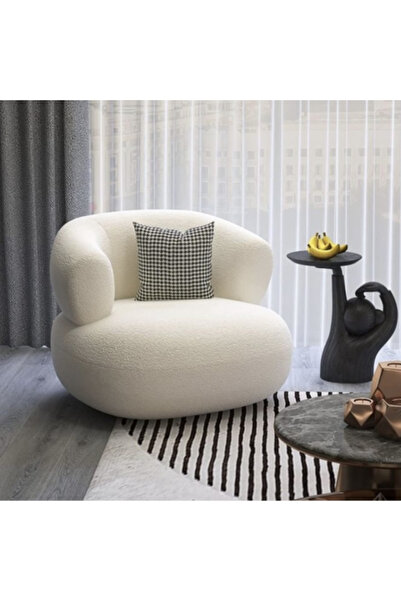 Levona كرسي بوكليه عصري مع وسادة - أبيض - ميساكي