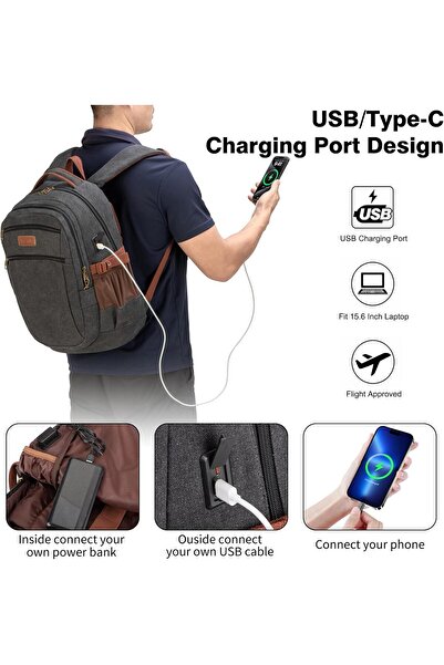 Tzowla Vintage Canvas Laptop Backpack for Men and Women, Fits 15.6-inch