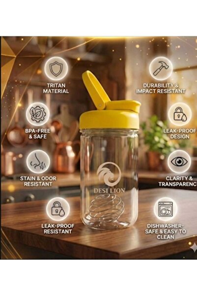 DESI LION Protein Shaker Bottle 750ml – Strong Tritan, BPA-Free, Leak-Proof, Easy to Clean with Mixing Ball